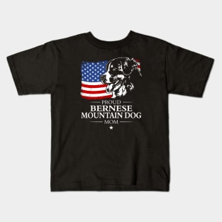 Proud Bernese Mountain Dog Mom American Flag patriotic dog Kids T-Shirt